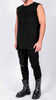 Jersey Sleeveless Top with Leather Detail by David's Road 