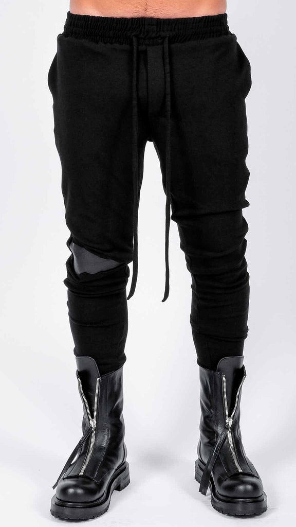 Jersey Trousers with Leather Detail by David's Road 