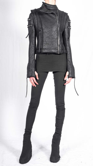 Leather Effect Biker Jacket by David's Road US 