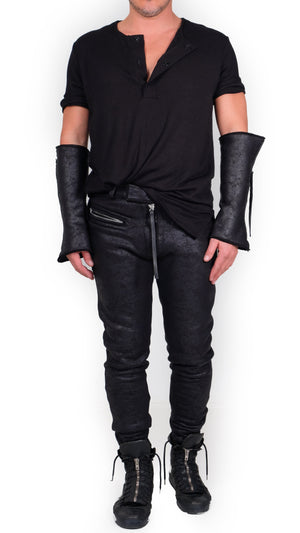 Leather Effect Fingerless Gloves with Zippers by David's Road 