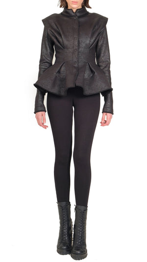 Leather Effect Ruffle Jacket by David's Road 