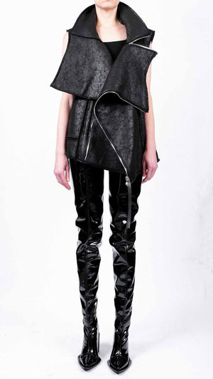 Leather Effect sleeveless jacket by David's Road 