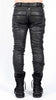 Leather Effect Slim Pants with Zippers by David's Road US 