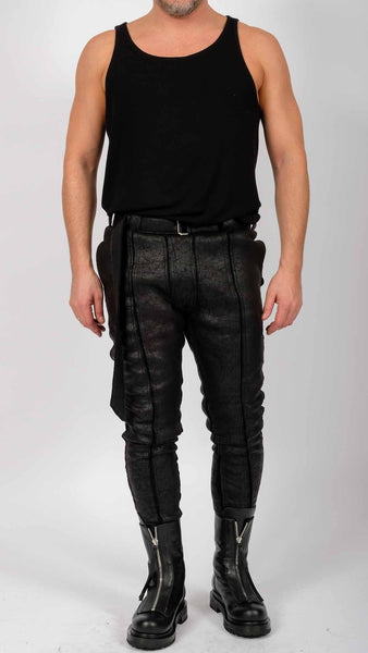 Leather Effect Slim Trousers by David's Road 