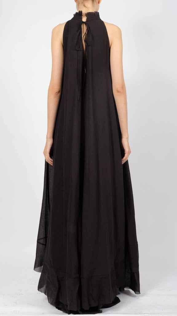 high fashion maxi dresses Light Cotton Maxi Dress with Bow S/M