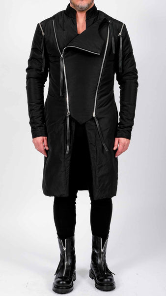 Long Padded Jacket with Zippers by David's Road 