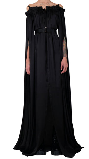 Long Silk Dress with Open Shoulders by David's Road 