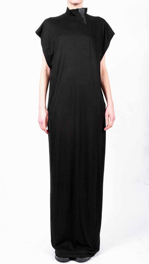 Maxi Jersey Sleeveless Dress with Leather Detail by David's Road 