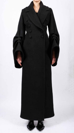 Maxi Wool Coat with Sleeve Detail by David's Road 