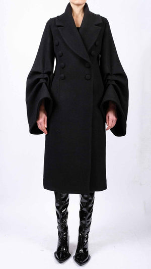 Midi Wool Coat with Sleeve Detail by David's Road 