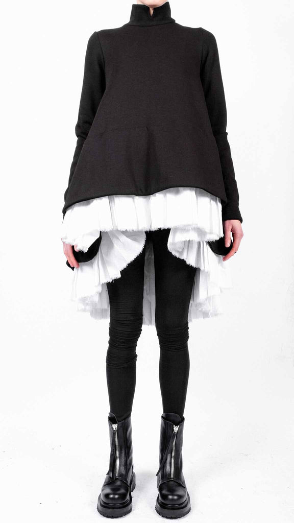 Mini Sweatshirt Dress with Structured Bottom S/M Mini Sweatshirt Dress with Structured Bottom S/M