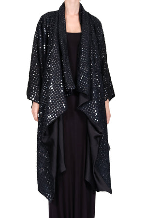 Mirror Embroidered Waterfall Collar Coat by David's Road 