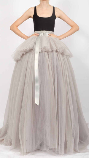 Pleated Tulle Maxi Skirt by David's Road 