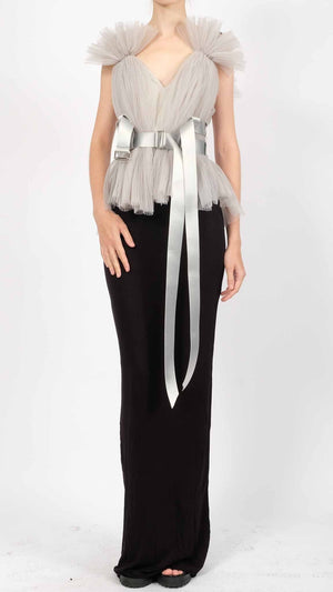 Pleated Tulle Top with Belt by David's Road 