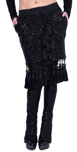 Sequin Leggings with Attached Skirt by David's Road 