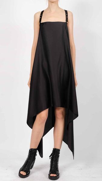 Silk Dress with Leather Straps Midi by David's Road 