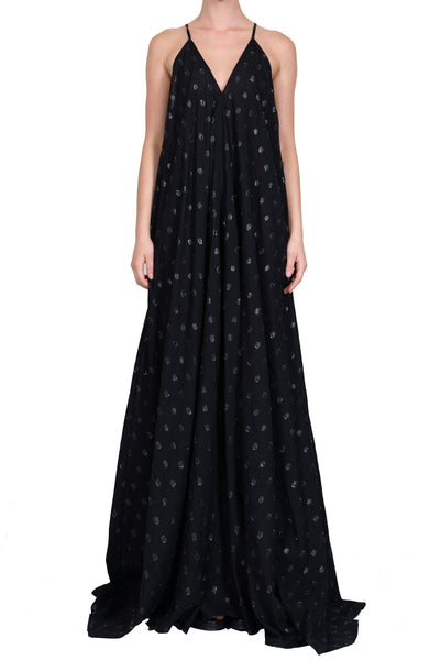 Silver Dot Black Maxi Dress by David's Road 