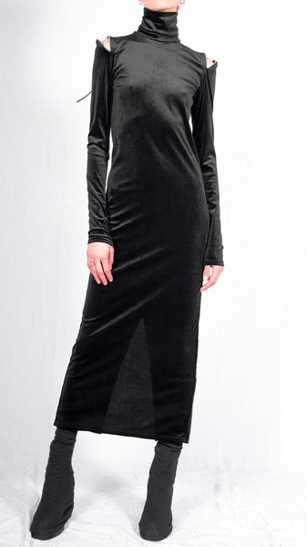 Stretch Velvet Turtleneck Maxi Dress M Stretch Velvet Turtleneck Maxi Dress M