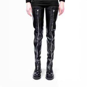 Thigh High Leather Boots with Zippers by David's Road 