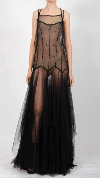 Tulle Maxi Dress with Stones S/M